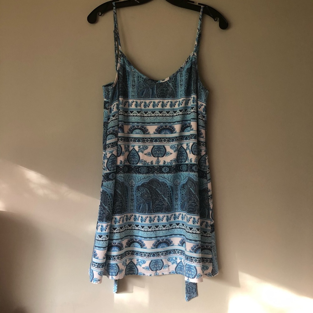 Show Me Your Mumu Medium Blue Tie Back Mini Dress